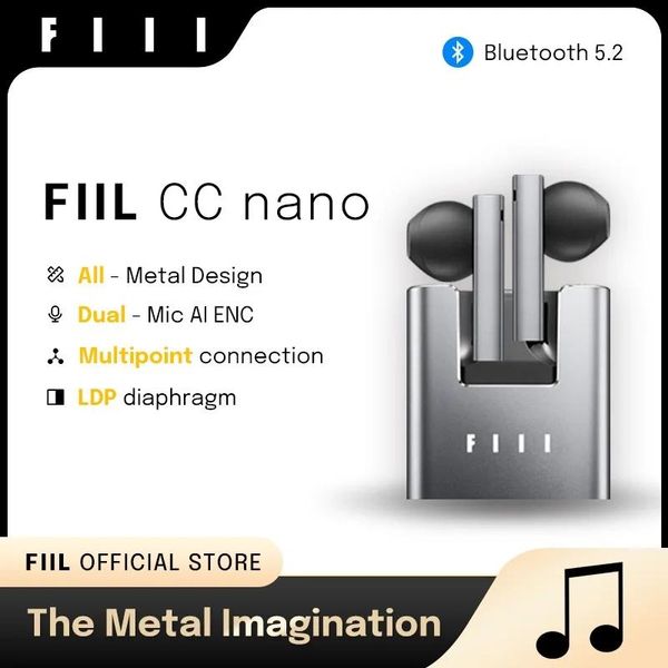 Auricolari Versione inglese FIIL CC Nano Wireless Bluetooth 5.2 Auricolari ENC TWS Cuffie Design in metallo Auricolari HiFi Supporto APP