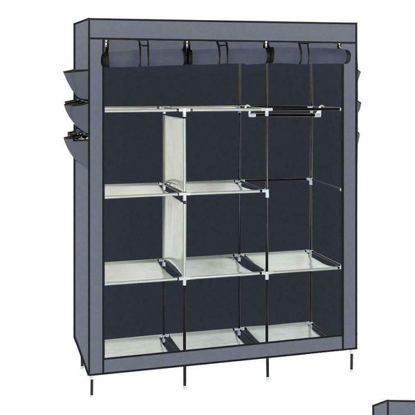 Mobília do quarto Heavy Duty Portátil Armário Organizador Organizador Roupas Rack Shees Gray275m Drop Delivery Home Garden Dhdah