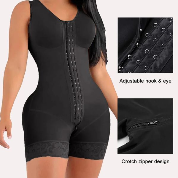Fajas Colombiano Donna Shapewear Dimagrante Skims Butt Lifter Full Body Shaper Bbl Tummy Control Body Biforcazione Zip Design XS 240113