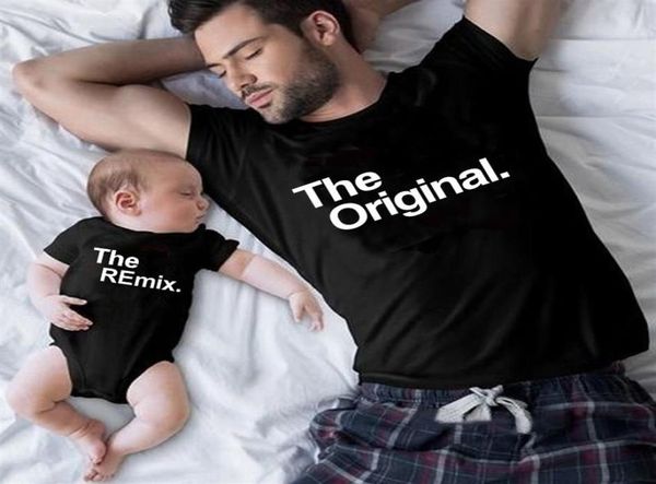 O original remix família combinando roupas papai mãe crianças camiseta bebê bodysuit família olhar pai filho roupas pai039s dia g3645219