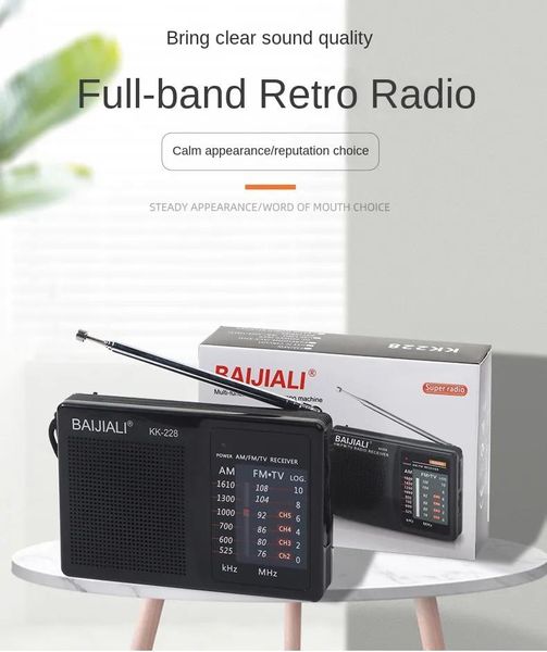 Radio Mini FM Ricevitore radio Antenna telescopica Fullwave Banda Radio multifunzionale AA altoparlante a batteria per anziani per anziani