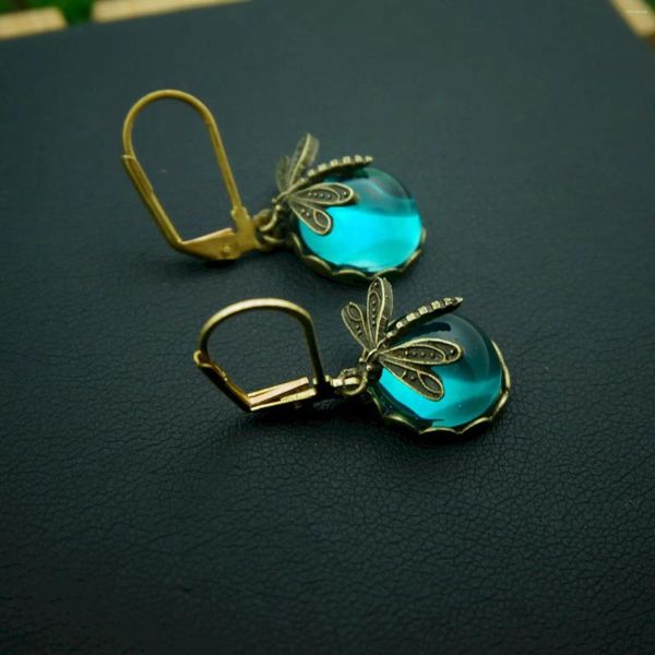 Pendientes de tuerca para mujer, 10 pares, moda Vintage, creativo, antiguo, libélula de bronce, joyería caída, regalo