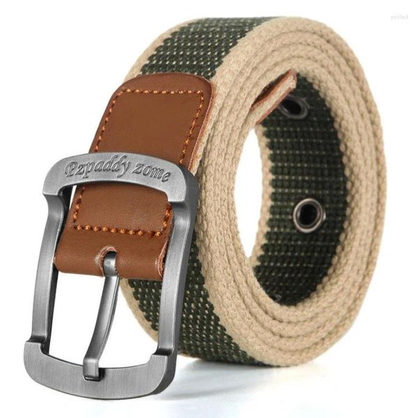 Cintos Duráveis Outdoor Canvas Men's Belt Black Striped Woven Design - 3,5cm Largura