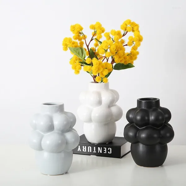 Vazolar Modern Yaratıcı Seramik Basit Üzüm Şeklinde Vazo Dekorasyon Oturma Odası Kurutulmuş Çiçek Ev Dekoru Süsleri