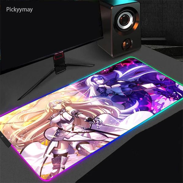 Fate Big Order LED Light Game Mouse Pad RGB Grande Computador Mouse Pad Player Tapete Impermeável Desktop Game Pad com luz de fundo 240113