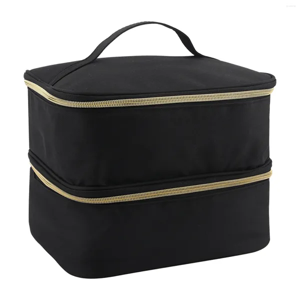 Sacos cosméticos multi bolsos viagem oxford pano casa dupla camada 30 garrafas de armazenamento de lâmpada zíper organizador de esmalte com alça portátil