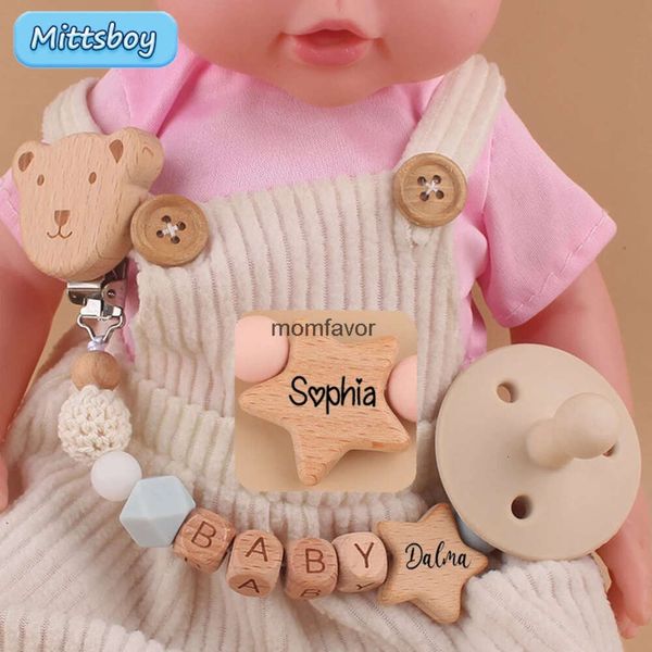 Neue Baby-Beißringe, Spielzeug 2023, personalisierter Baby-Schnullerclip, individueller Name, Schnullerclip, Baby-Souvenir, Neugeborenes Geschenk, Holz, Babyzubehör, Geschenk für neue Mutter