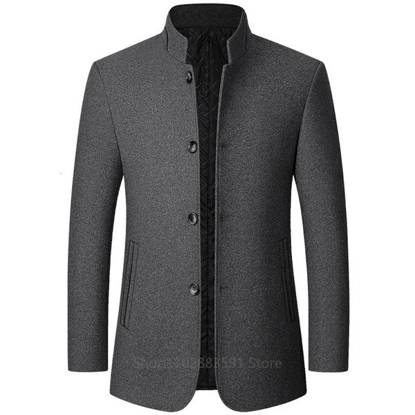 Outono inverno casaco de lã estilo britânico sólido midlength jaqueta de lã masculina casaco de negócios masculino 240113