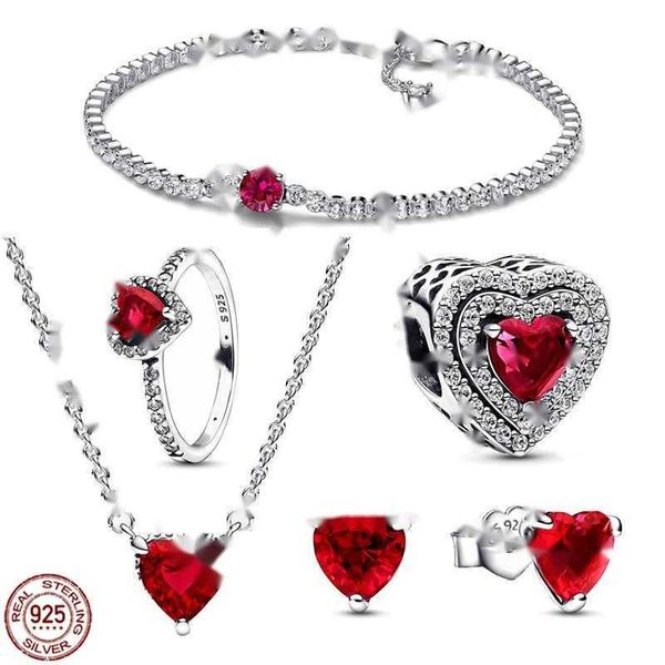 Braccialetti con ciondoli Set di cinque pezzi in argento S925 con bracciale di design, collana con anello, adatto a pandorabracelet, bellissimo per la fidanzata. Gli insegnanti presentano regali.