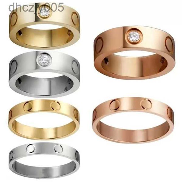 Anéis de cristal amor parafuso anel masculino clássico luxo designer jóias feminino liga de aço inoxidável banhado a ouro prata rosa nunca desbota não alérgico 4/5/6mm 5ALI