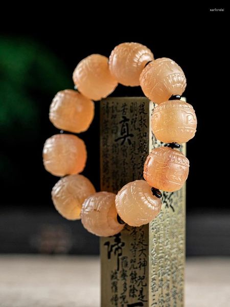 Colar brincos conjunto chifre natural escultura seis caracteres verdade-palavras mão corda fidelidade masculino buda contas de semente embelezamento pulseira
