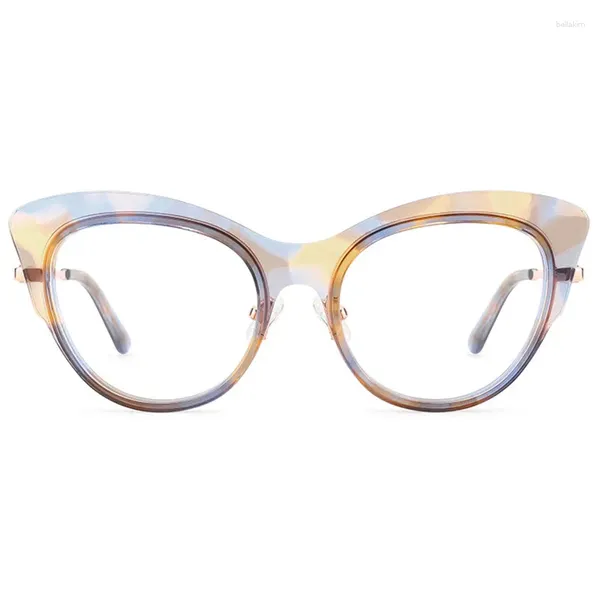 Sonnenbrillenrahmen 23 Euro-AM Acetat-Brillenrahmen in Schmetterlingsqualität für Damen 52-19-45 Verstellbares Nasenpolster Leichter Kristall Pink für Pre