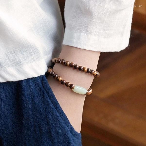 Strang Agarwood Perlen Armband Eine Jade Antike Einfache Sandelholz Holz Liebhaber Kleine Zahl Runde Exquisit