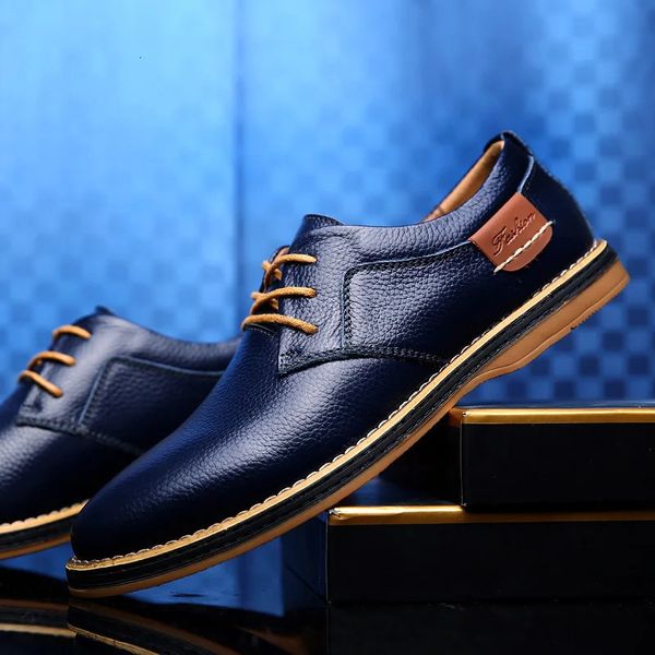 Orijinal deri yetişkin yüksek kaliteli sıradan erkekler ayakkabı lüks İtalyan tarzı büyük boyutlu iş ayakkabıları rahat rahat ayakkabılar 240112