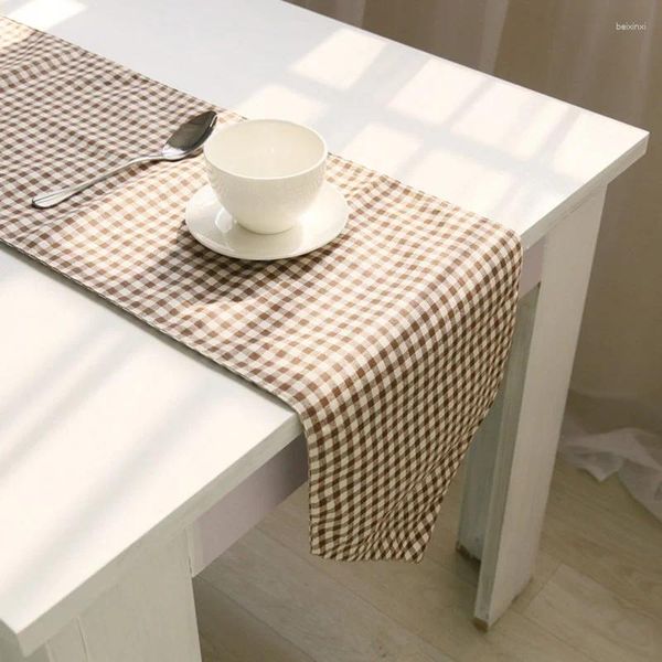 Runner da tavolo Il classico originale! Tessuto di cotone di lino pastorale americano Tessuto di caffè scozzese di fascia alta Decorazione tessile per la casa CT