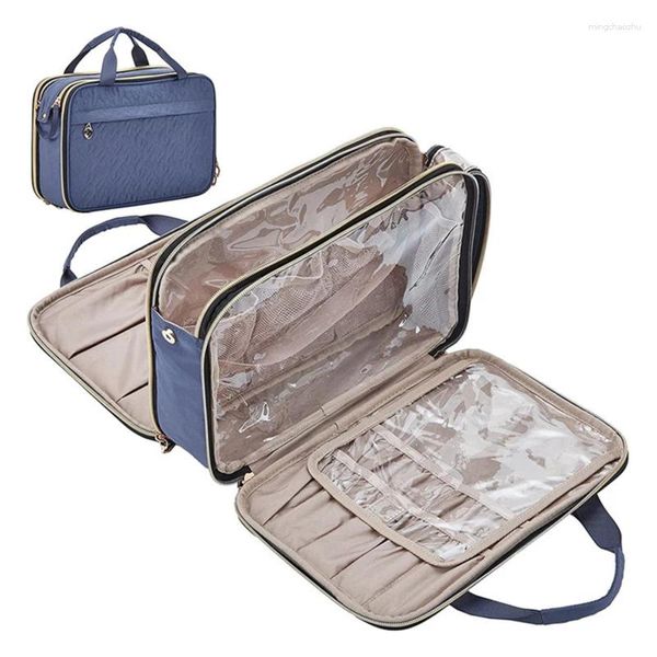 Kosmetiktaschen Große Make-up-Tasche Organizer Dreischichtiger Koffer für weibliche Reiseaufbewahrung Multifunktionswerkzeug Pinsel Toilettenartikel