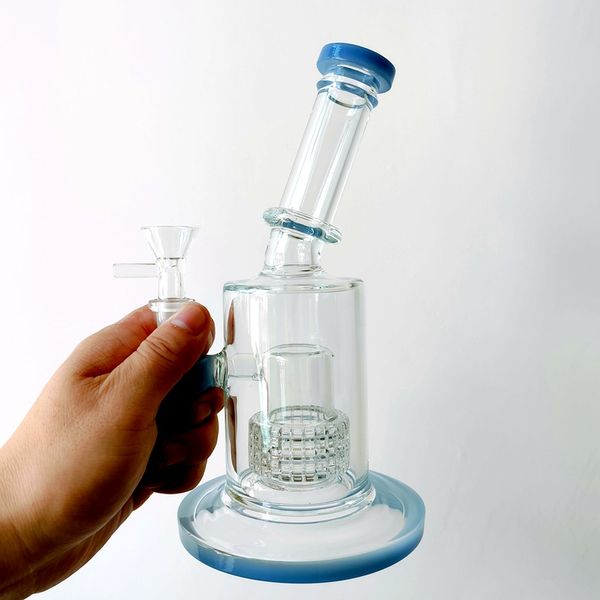 Cupola Perc Narghilè Bong in vetro Becher spesso Base Ruota Filtro 4 colori Con ciotola trasparente Olio Dab Rigs Bong Gabbia per uccelli Percolatore Paraspruzzi Tubi dell'acqua