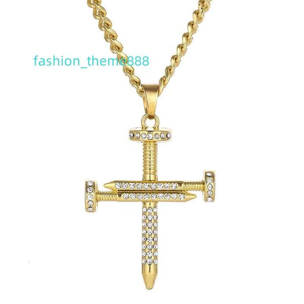 Collana Hip Hop lucida a catena cubana Catena di ghiaccio Croce punk Ciondolo Hip Hop Miniatura Moissanite Regalo di gioielli da danza hip hop per uomini e donne