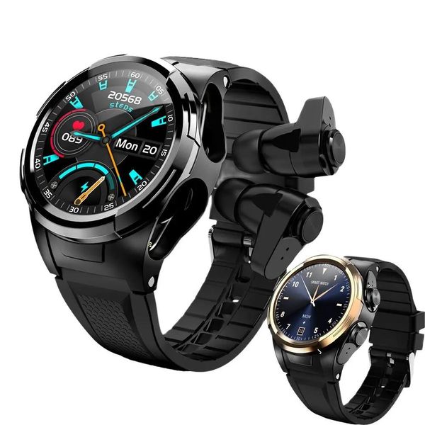 Orologi 2021 Smart Watch da uomo Auricolari Bluetooth Termometro per la temperatura corporea Touch screen completo Sport Smartwatch Smart S201 Polsino