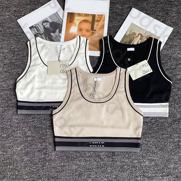 Carta Imprimir Sports Tank Top Womens Designer Knit Camisole Mulheres Slin Crop Top Summer Sport Vest