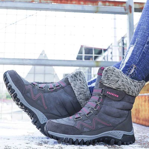 Новые зимние женские ботинки, повседневные теплые меховые ботинки до середины икры, уличная нескользящая рабочая толстая зимняя обувь, женские 230922