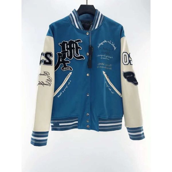 Pamuk Tasarımcı Ceket Bombacı Erkek Windbreaker Varsity Erkek Beyzbol Hip Hop Harajuku Mektup Patchwork Deri Tianma Nakış Streetw 50