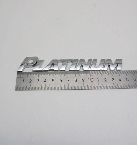 Per emblema platino logo auto adesivo lettera 3D argento cromato targhetta baule posteriore decalcomania distintivo automatico9810399