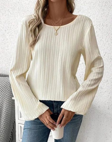 Magliette da donna Abbigliamento casual da donna Top a maniche lunghe in pizzo a contrasto Primavera Autunno Solido Slim Moda Pullover Camicetta Donna