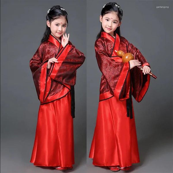 Palco desgaste chinês feminino retro menina roupas medieval ano hanfu vestido crianças adulto feminino dançarino