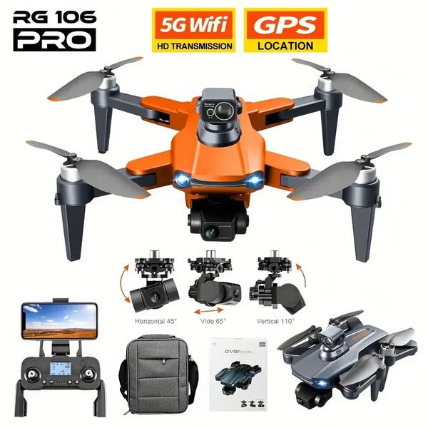 Drone aereo HD con telecomando di posizionamento GPS RG106Pro (batteria singola), motore brushless, follow automatico GPS, fotografia gestuale, ambiente a punto fisso