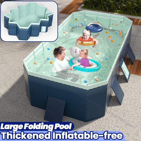 Piscine con telaio pieghevole per piscine di grandi dimensioni per famiglie Giochi d'acqua estivi non gonfiabili resistenti all'usura addensati da 1,6-3 M 240112