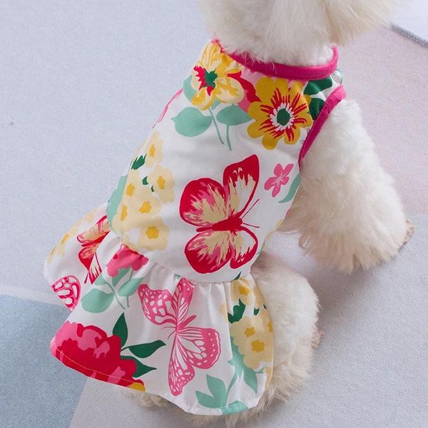 Köpek giyim küçük köpekler için sevimli prenses tarzı kıyafetler büyük çiçek tereyağı baskılı evcil hayvan giyim etekler pug York
