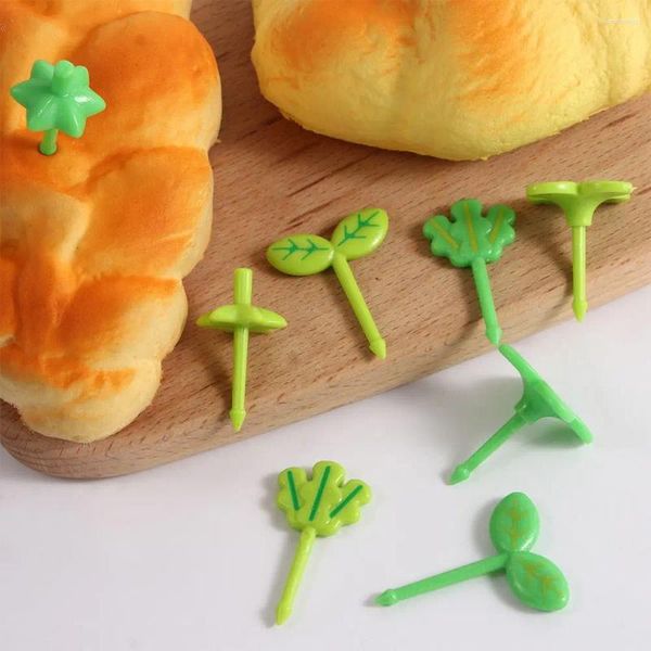 Forchette Foglie Decorazione per bambini Accessori per sushi Forniture per torte Plettri Bastoncino di plastica Forchetta da frutta Stuzzicadenti