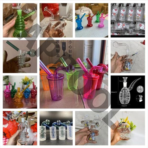 13 Stile Shisha Pyrex Ölbrenner Rohr Dicker Nagel Bubbler Bong kleine Brenner Rohre Dab Rig Mini Heady Becher Bongs Wachs