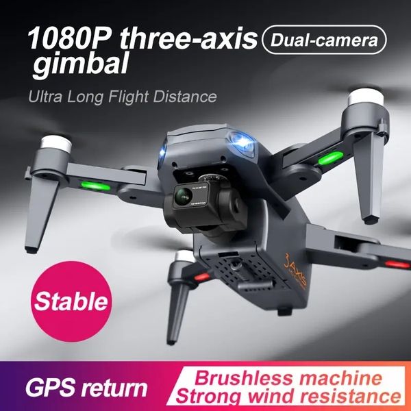 RG106 Gimbal autoestabilizador de três eixos com duas baterias, drone aéreo profissional 1080P com posicionamento GPS de câmera dupla, retorno automático, posicionamento de fluxo óptico.