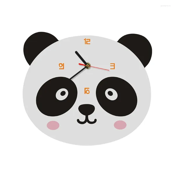 Orologi da parete Orologio a forma di panda carino Decorazioni per la camera da letto Testa di cartone animato Minimalismo animale Regalo d'arte per bambini