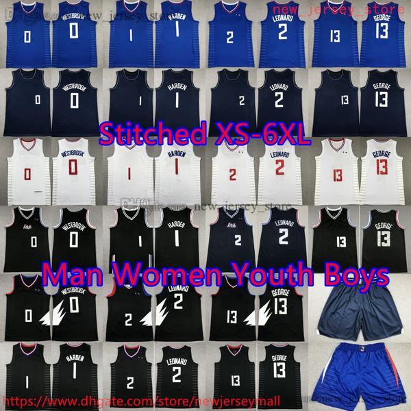 Özel S-6XL 2 Kawhi Leonard Jersey 2024 Yeni Şehir Basketbol 13 Paul George Westbrook James Harden Forma Şortları Dikişli Nefes Alabilir Spor Gömlekleri