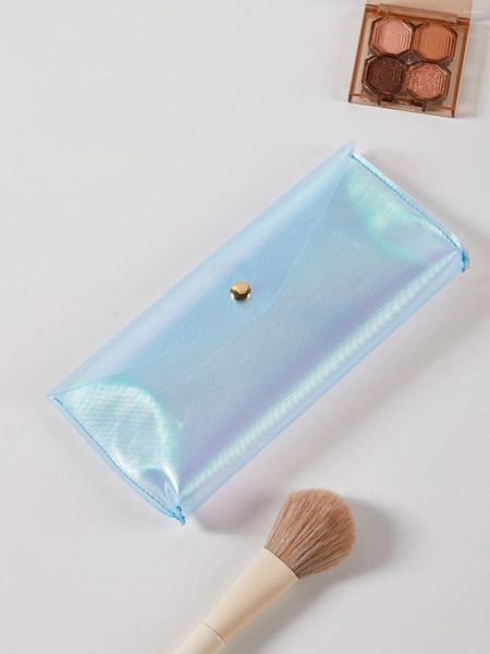 Sacos cosméticos azul impermeável pvc sandbeach maquiagem escova saco de armazenamento lápis caso organizador cosmético