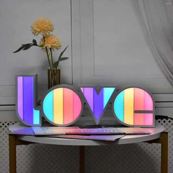 Luci notturne Lettera Luce notturna Camera da letto Tavolo da pranzo Regalo per bambini Corda decorativa Proposta di San Valentino Confessione Inglese