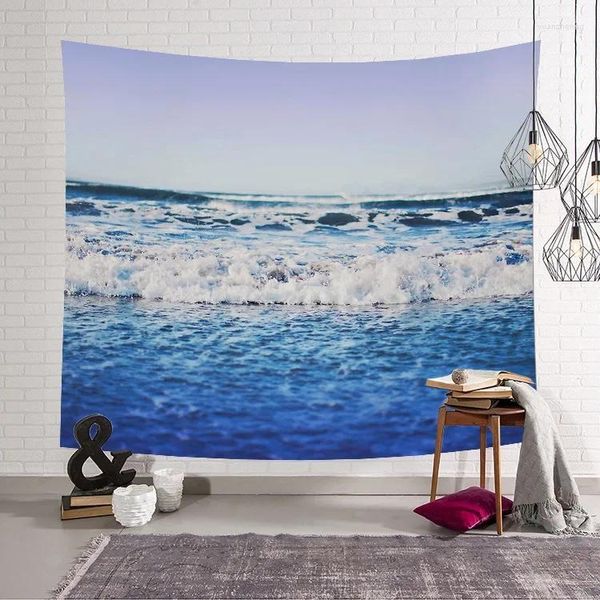 Wandteppiche Natur Wandbehang Kunst Tapisserie Meer Strand Welle Landschaft Landschaft für Schlafzimmer Wohnzimmer Wohnheim