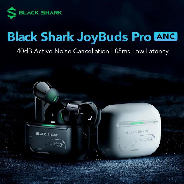 Fones de ouvido tubarão preto joybuds pro anc tws ultralow latência 14.2mm driver dualmic bluetooth 5.2 carga rápida fones de ouvido para jogos