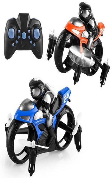 Simuladores de motocicleta 2 em um RC com câmera HD Brinquedos para crianças Controle remoto Carros transformáveis Quadcopter Drone Aeronaves elétricas D9990523