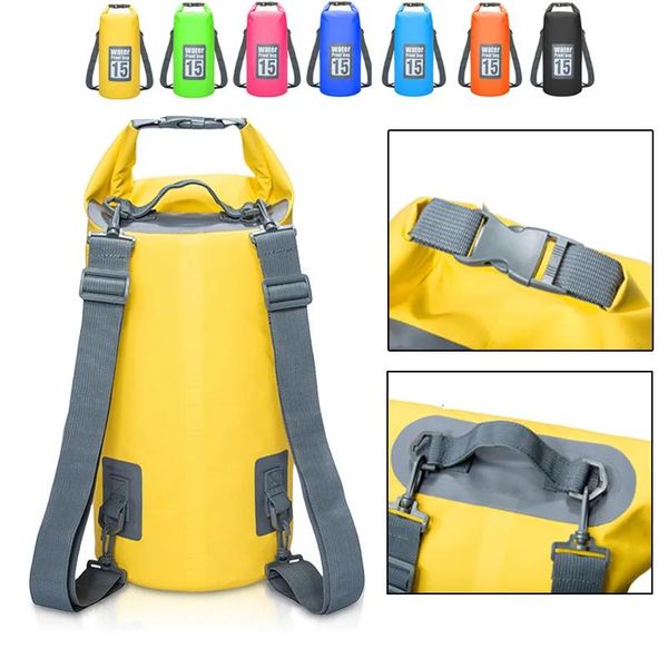 Borse 5L/10L/15L/20L/30L Borse impermeabili Borsa per sacco a secco per canoa Kayak Rafting Sport all'aria aperta Borse da nuoto Kit da viaggio Zaino