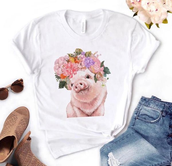 Kadın Tişörtleri Kadın T-Shirt Leopar Bandana Pig Bowknot Ayçiçeği Çiçek Baskı Gündelik Komik 90'lar Harajuku Kız