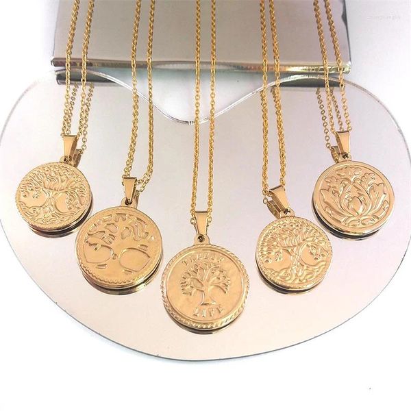Anhänger Halsketten Glücksbaum des Lebens Kette Halskette für Frauen Männer Edelstahl Gold Farbe Ästhetischer Schmuck Geschenk Collier