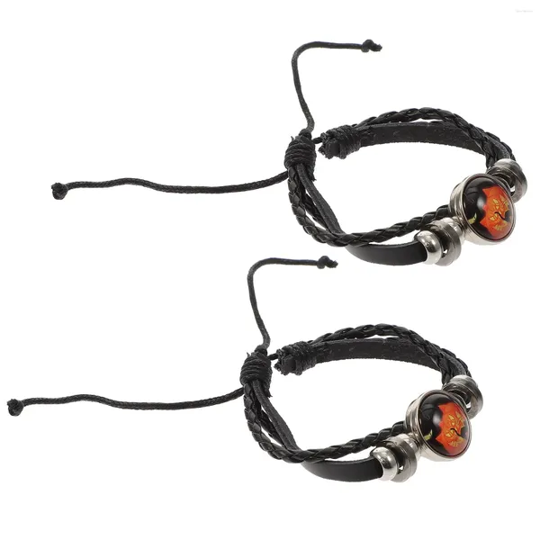 Pulseiras de charme 2 pcs halloween pulseira multi-camada de moda artesanal de moda decorativa decorar pulseiras com tema de estilo aleatório