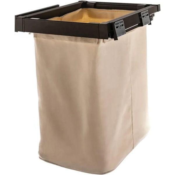 Prodotti Armadio domestico 18 pollici. Cesto portabiancheria estraibile Telaio in lega d'acciaio beige con borsa in tela resistente 80641 Spedizione gratuita 240112