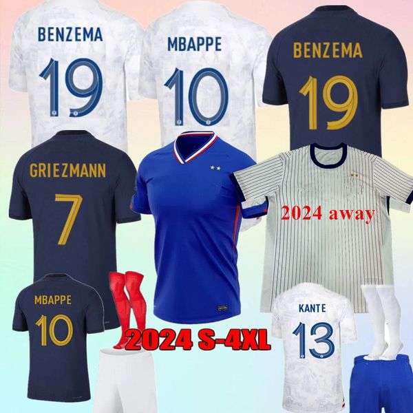 2024 2025 Nuovo stile Euro Cup French Home Mbappe Soccer Maglie Dembele Coman Saliba Kante Maillot Equipe Maillots Griezmann Kids Men Fan Player Football