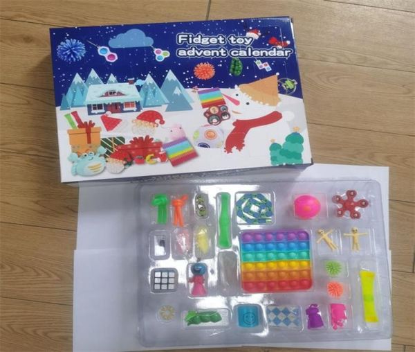 Fidget Advent Calendars Natal 24 dias Contagem regressiva Blind Mystery Box Sensory Finger Toys Lucky Boxes Kids Push Bubbles Noodle Spi7771036