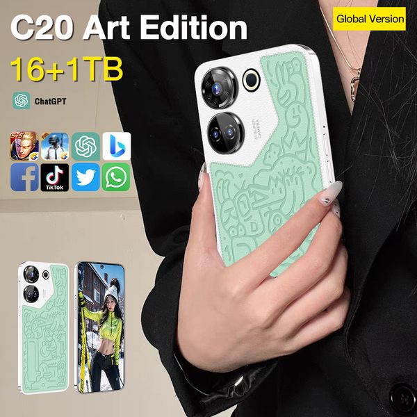 2024 Novo smartphone transfronteiriço C20 Art Edition 4G Smart Island tela Full HD 3 32